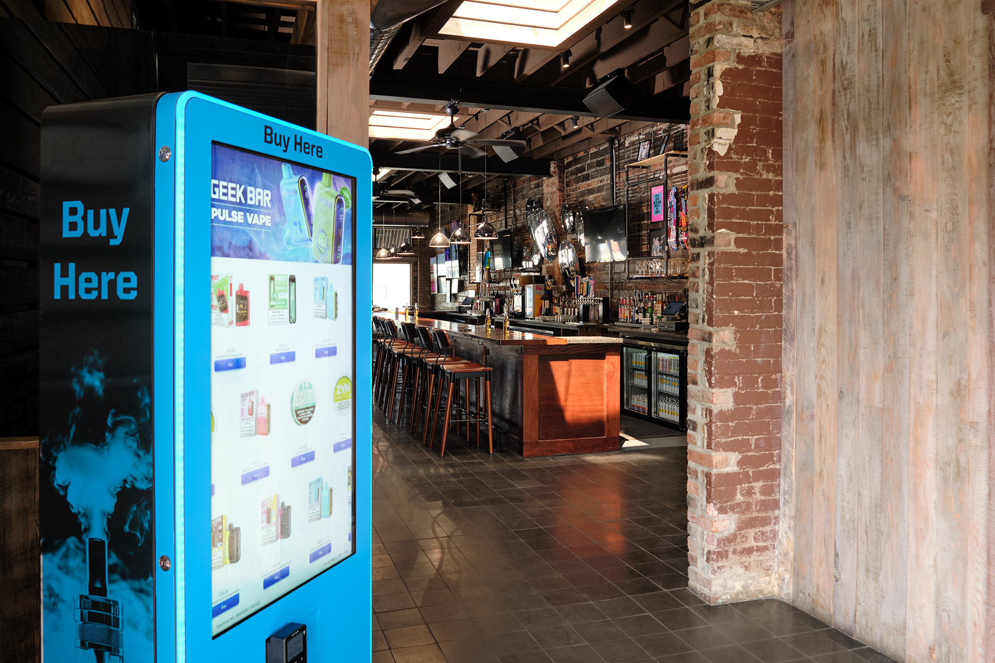 Light Blue Vending machine at a bar venue